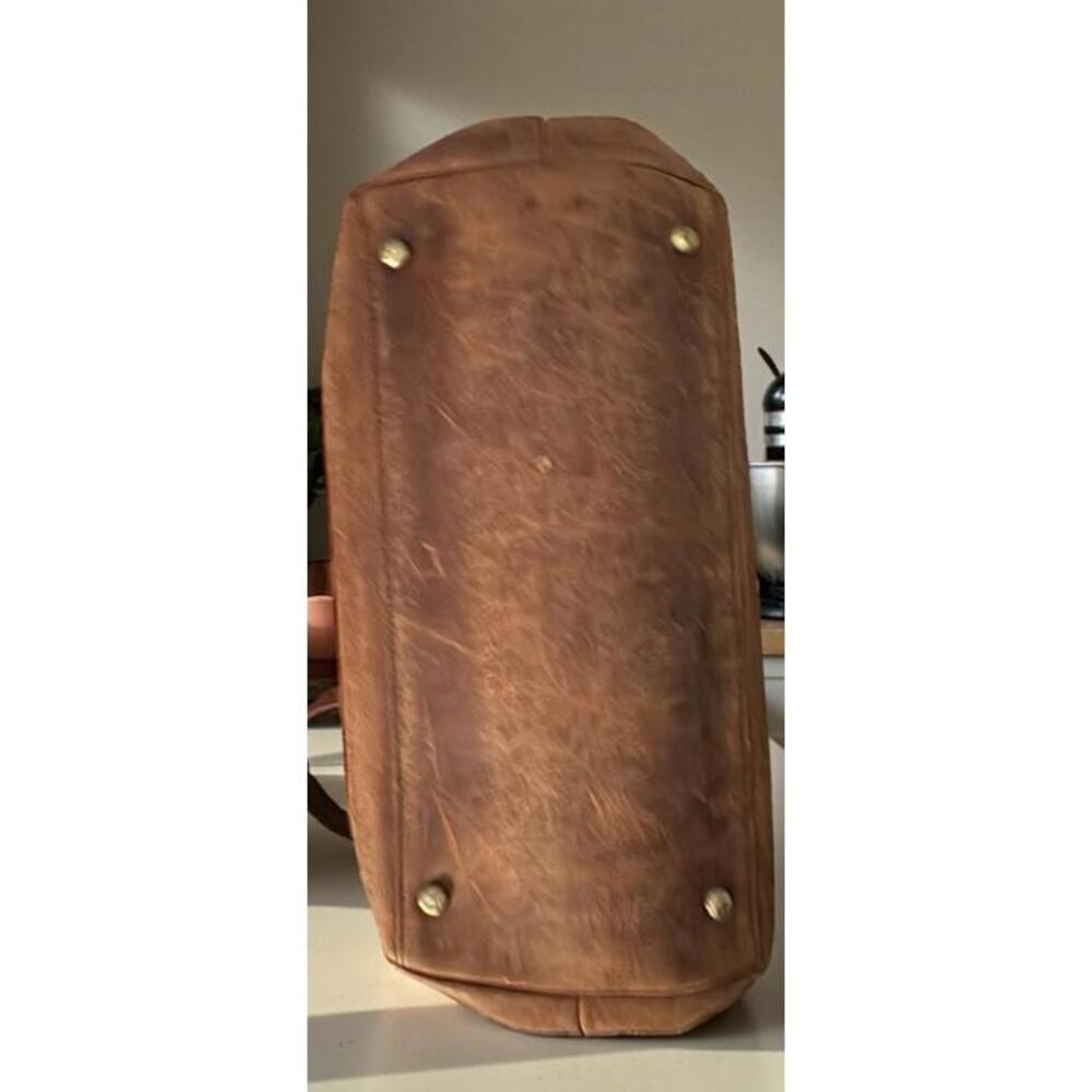 S Zone Bag Brown Distressed Cowhide Leather Briefcase Purse Rugged Satchel - Picture 11 of 11